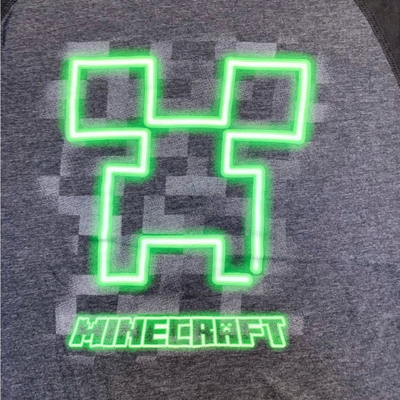 Minecraft Creeper Glow-in-the-Dark Long Sleeve Shirt (Boys MD 10/12) - Picture 2 of 5